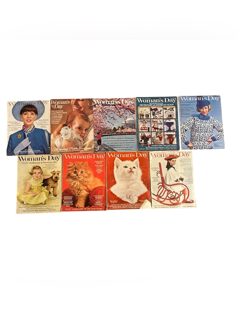 Woman's Day Magazine Lot of 9 1961-1965 Mid Century Modern Ads Vintage
